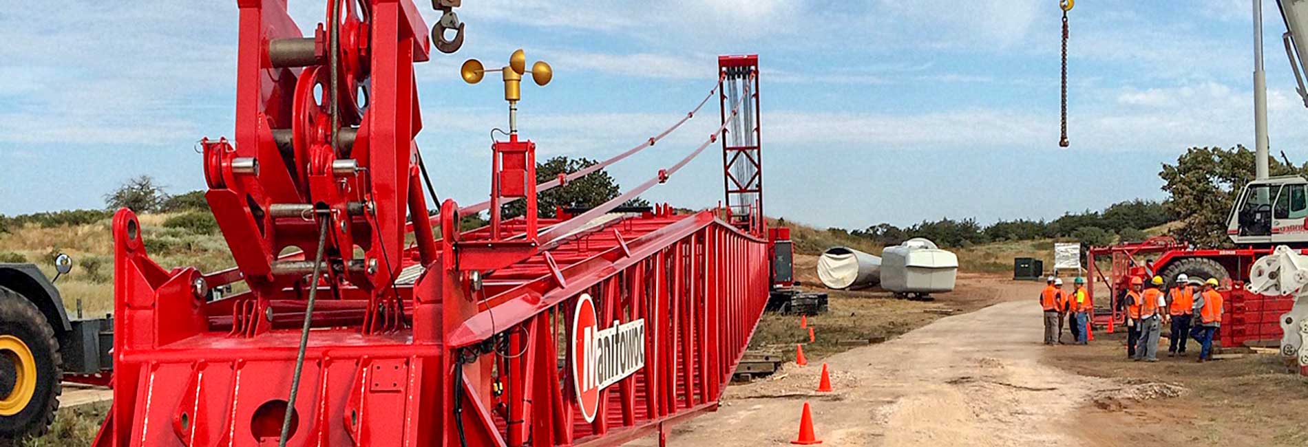 Manitowoc crawler crane boom at construction site
